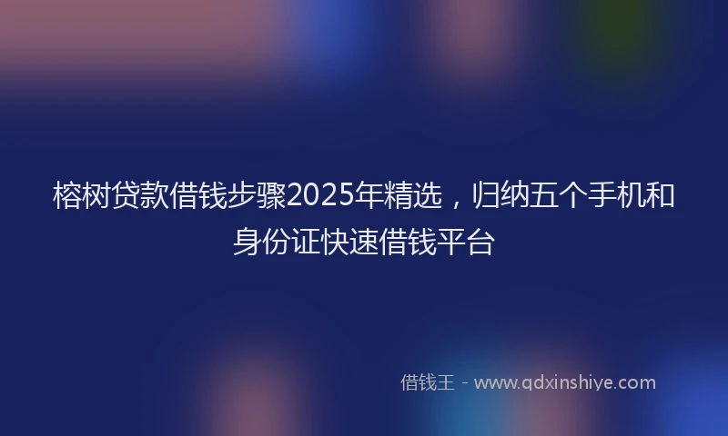 榕树贷款借钱步骤2025年精选，归纳五个手机和身份证快速借钱平台