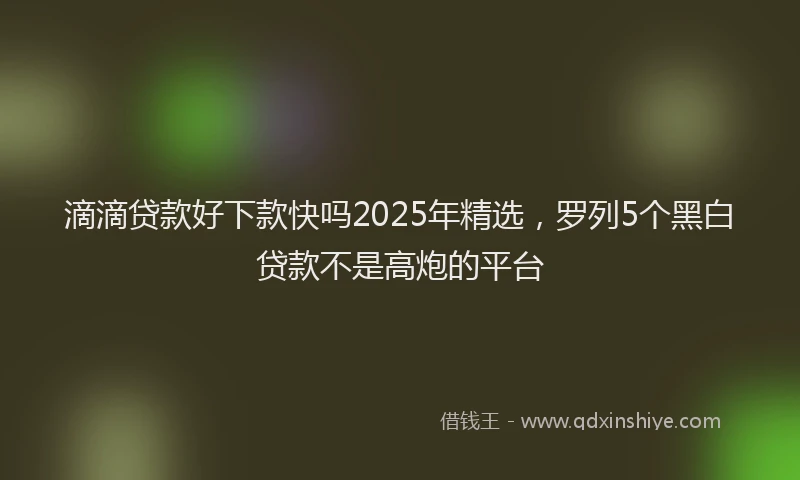 滴滴贷款好下款快吗2025年精选，罗列5个黑白贷款不是高炮的平台