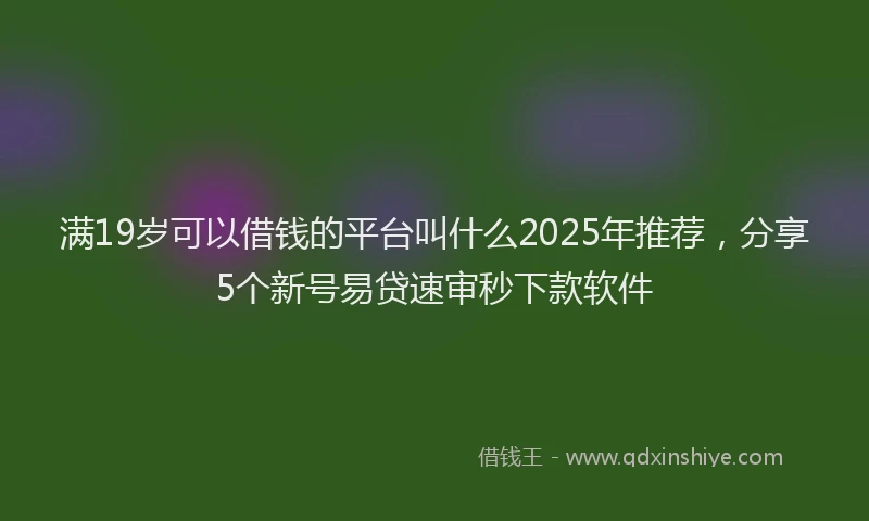 满19岁可以借钱的平台叫什么2025年推荐，分享5个新号易贷速审秒下款软件