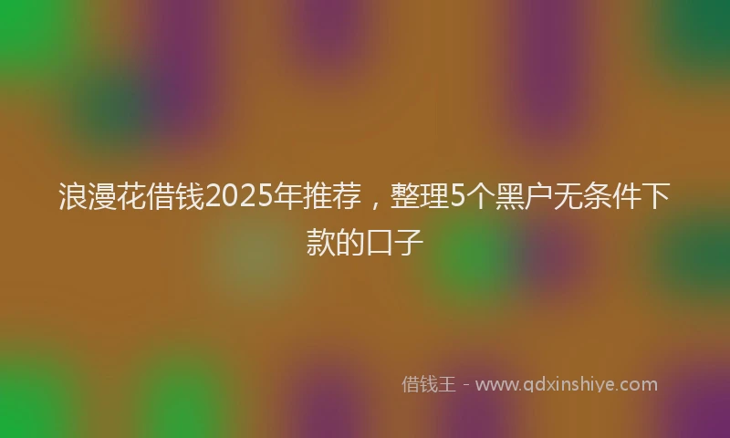 浪漫花借钱2025年推荐，整理5个黑户无条件下款的口子