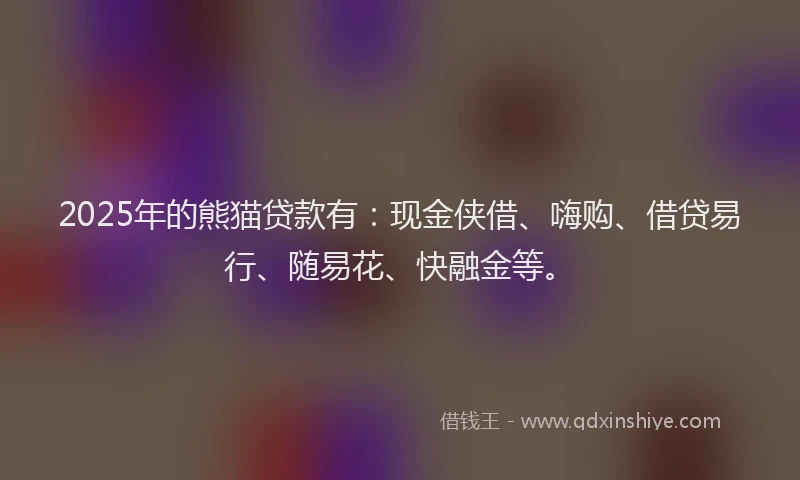 2025年的熊猫贷款有：现金侠借、嗨购、借贷易行、随易花、快融金等。