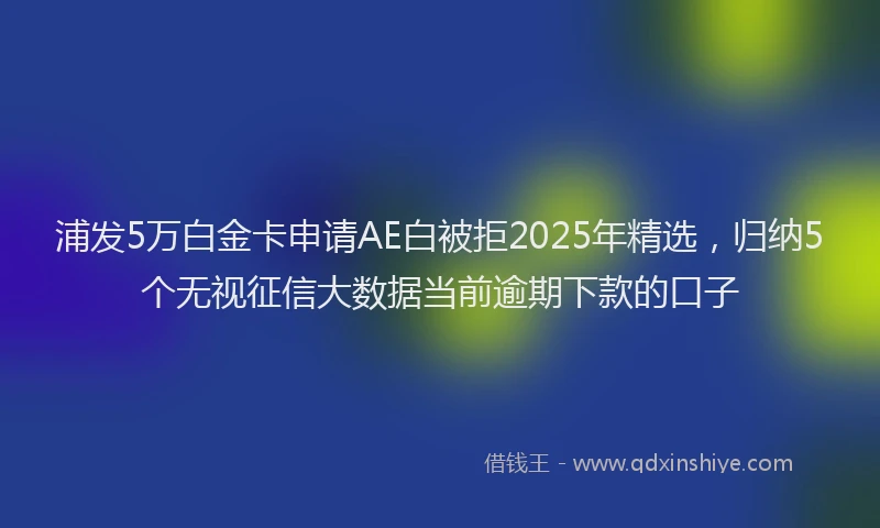 浦发5万白金卡申请AE白被拒2025年精选，归纳5个无视征信大数据当前逾期下款的口子