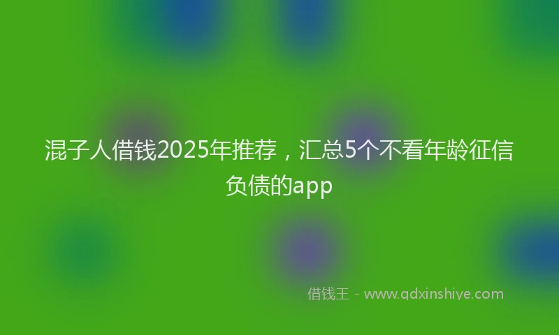 混子人借钱2025年推荐，汇总5个不看年龄征信负债的app