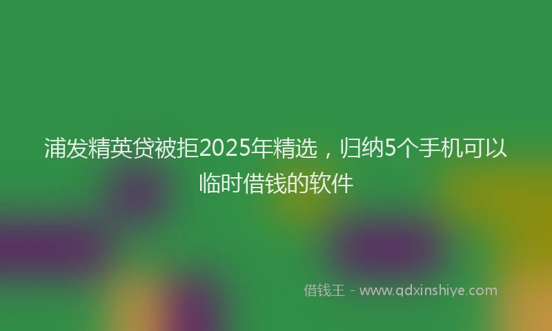 浦发精英贷被拒2025年精选，归纳5个手机可以临时借钱的软件