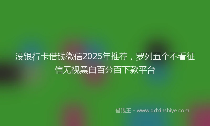 没银行卡借钱微信2025年推荐，罗列五个不看征信无视黑白百分百下款平台