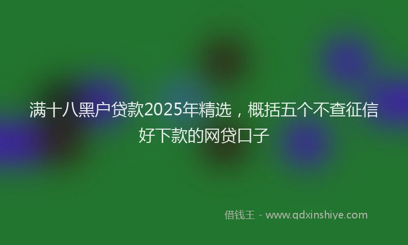 满十八黑户贷款2025年精选，概括五个不查征信好下款的网贷口子