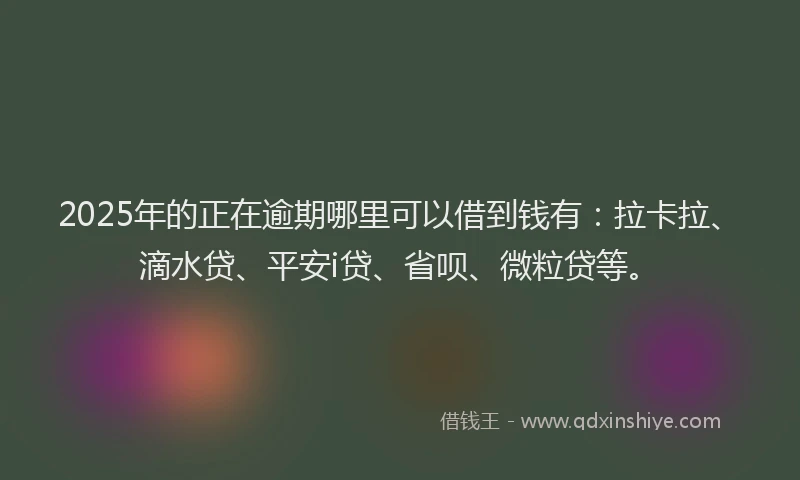 2025年的正在逾期哪里可以借到钱有：拉卡拉、滴水贷、平安i贷、省呗、微粒贷等。