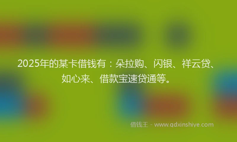 2025年的某卡借钱有：朵拉购、闪银、祥云贷、如心来、借款宝速贷通等。