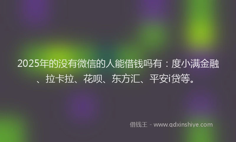 2025年的没有微信的人能借钱吗有：度小满金融、拉卡拉、花呗、东方汇、平安i贷等。