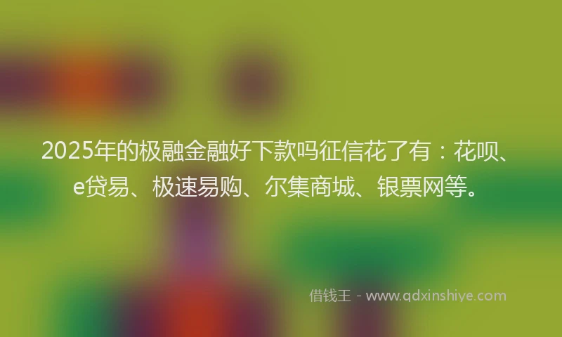 2025年的极融金融好下款吗征信花了有：花呗、e贷易、极速易购、尔集商城、银票网等。