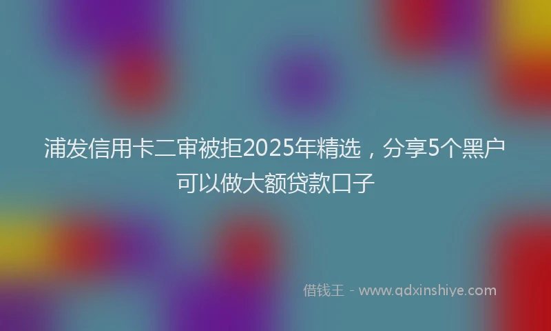 浦发信用卡二审被拒2025年精选，分享5个黑户可以做大额贷款口子