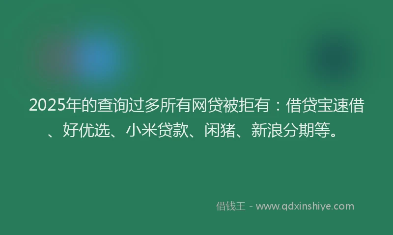 2025年的查询过多所有网贷被拒有：借贷宝速借、好优选、小米贷款、闲猪、新浪分期等。