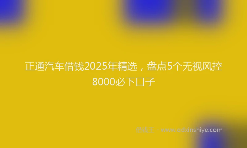 正通汽车借钱2025年精选，盘点5个无视风控8000必下口子