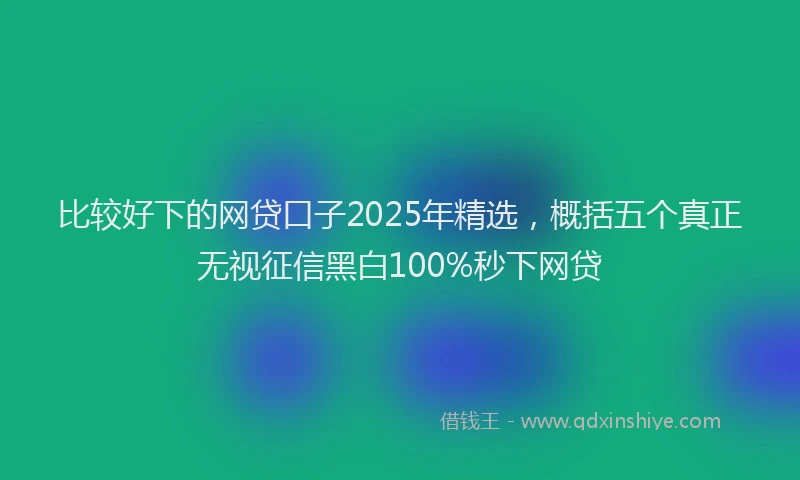 比较好下的网贷口子2025年精选，概括五个真正无视征信黑白100%秒下网贷
