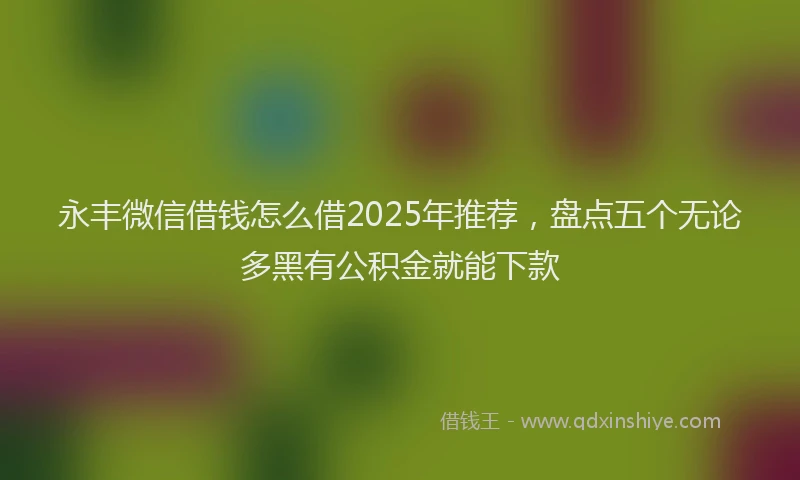 永丰微信借钱怎么借2025年推荐，盘点五个无论多黑有公积金就能下款