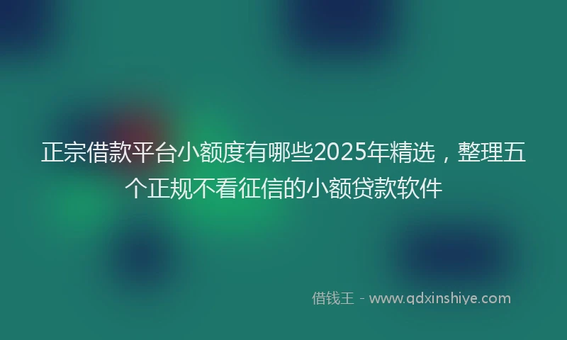 正宗借款平台小额度有哪些2025年精选，整理五个正规不看征信的小额贷款软件