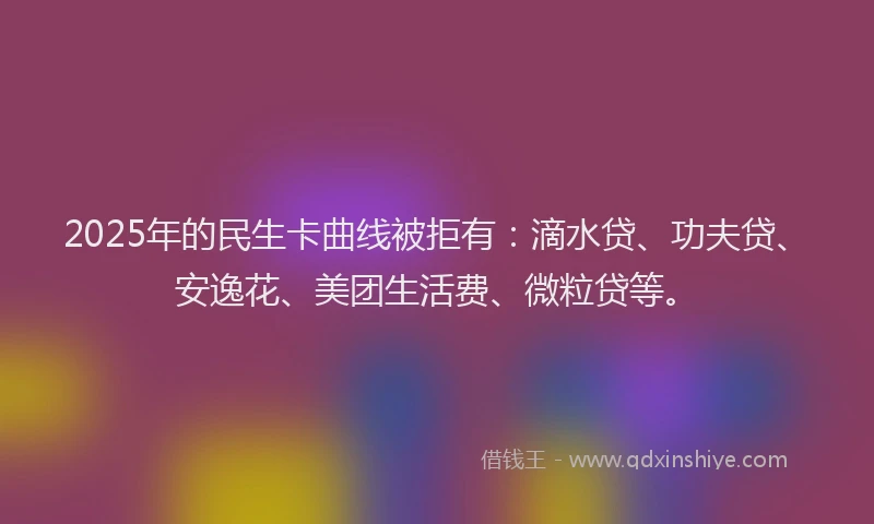 2025年的民生卡曲线被拒有：滴水贷、功夫贷、安逸花、美团生活费、微粒贷等。