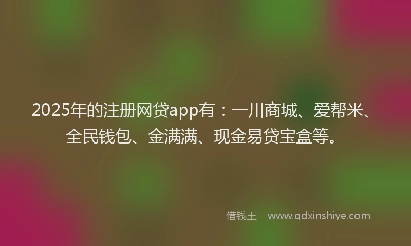 2025年的注册网贷app有：一川商城、爱帮米、全民钱包、金满满、现金易贷宝盒等。