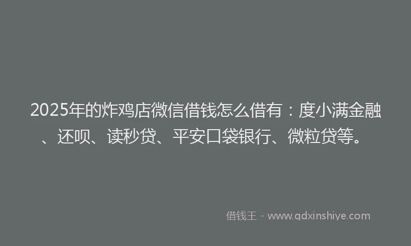 2025年的炸鸡店微信借钱怎么借有：度小满金融、还呗、读秒贷、平安口袋银行、微粒贷等。