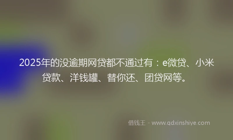 2025年的没逾期网贷都不通过有：e微贷、小米贷款、洋钱罐、替你还、团贷网等。