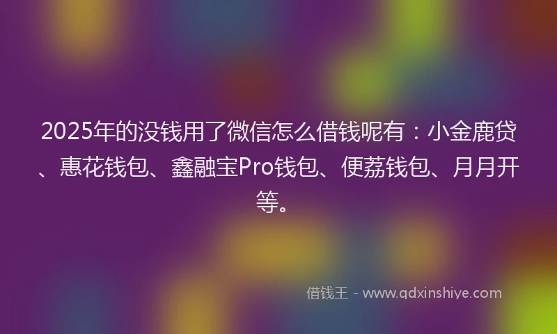 2025年的没钱用了微信怎么借钱呢有：小金鹿贷、惠花钱包、鑫融宝Pro钱包、便荔钱包、月月开等。