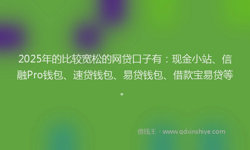 2025年的比较宽松的网贷口子有：现金小站、信融Pro钱包、速贷钱包、易贷钱包、借款宝易贷等。