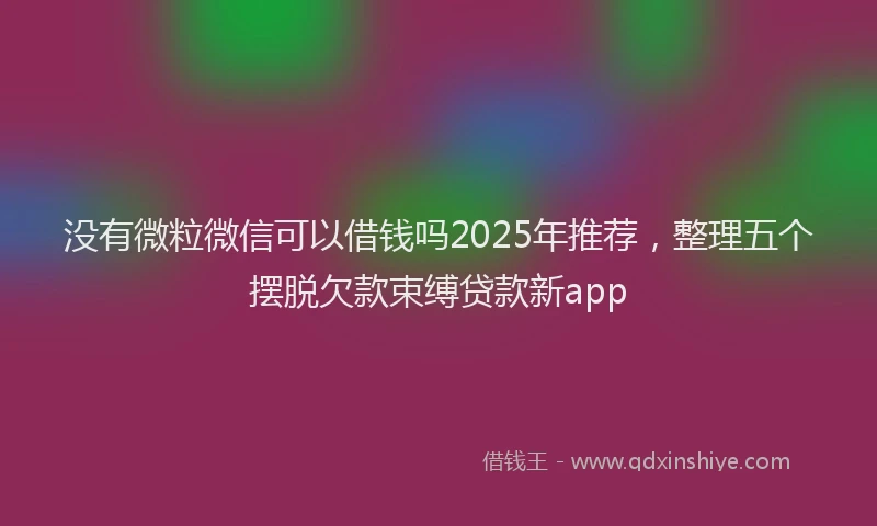 没有微粒微信可以借钱吗2025年推荐，整理五个摆脱欠款束缚贷款新app