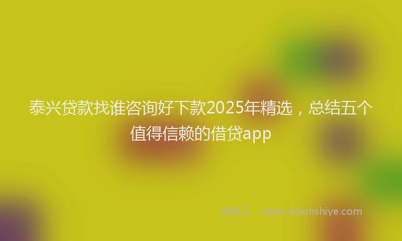 泰兴贷款找谁咨询好下款2025年精选，总结五个值得信赖的借贷app
