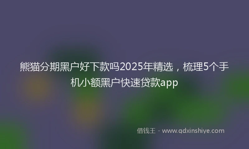 熊猫分期黑户好下款吗2025年精选，梳理5个手机小额黑户快速贷款app