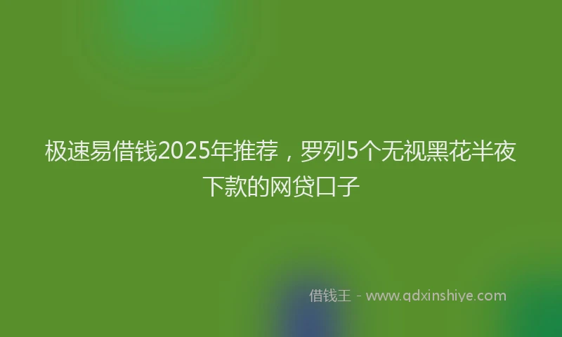 极速易借钱2025年推荐，罗列5个无视黑花半夜下款的网贷口子