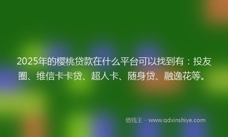 2025年的樱桃贷款在什么平台可以找到有：投友圈、维信卡卡贷、超人卡、随身贷、融逸花等。