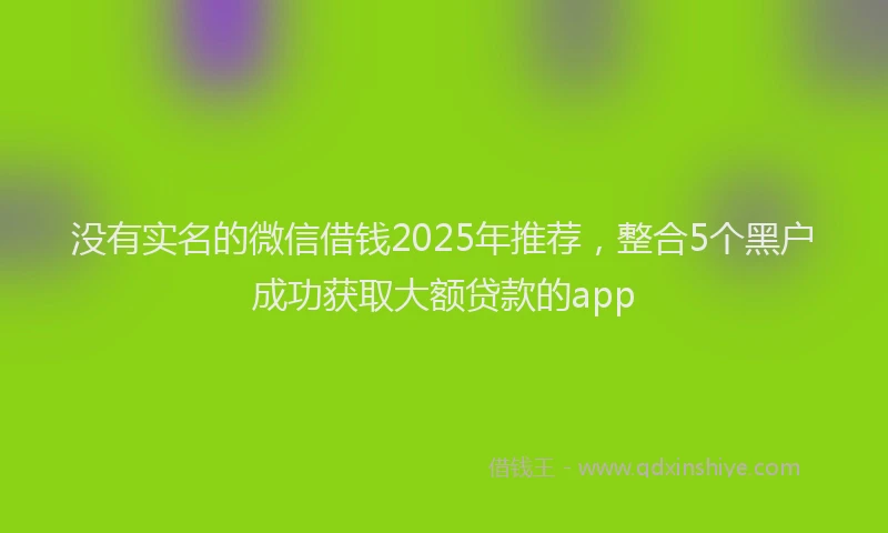 没有实名的微信借钱2025年推荐，整合5个黑户成功获取大额贷款的app