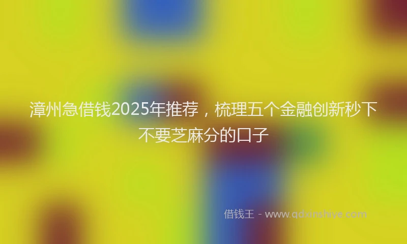 漳州急借钱2025年推荐，梳理五个金融创新秒下不要芝麻分的口子