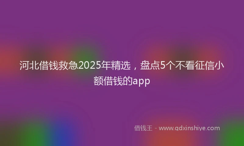 河北借钱救急2025年精选，盘点5个不看征信小额借钱的app