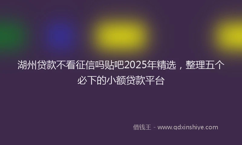 湖州贷款不看征信吗贴吧2025年精选，整理五个必下的小额贷款平台