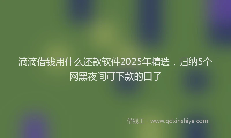 滴滴借钱用什么还款软件2025年精选，归纳5个网黑夜间可下款的口子