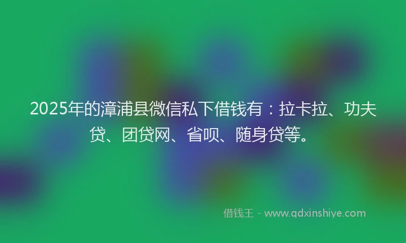 2025年的漳浦县微信私下借钱有：拉卡拉、功夫贷、团贷网、省呗、随身贷等。