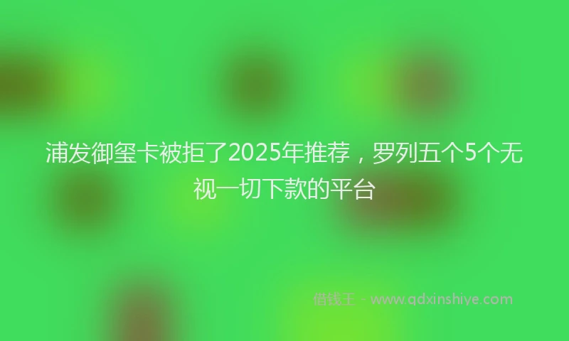 浦发御玺卡被拒了2025年推荐，罗列五个5个无视一切下款的平台