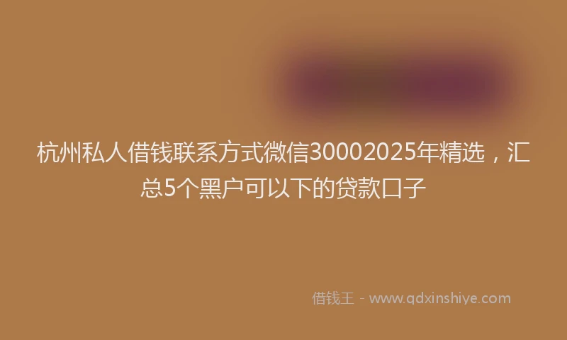 杭州私人借钱联系方式微信30002025年精选，汇总5个黑户可以下的贷款口子