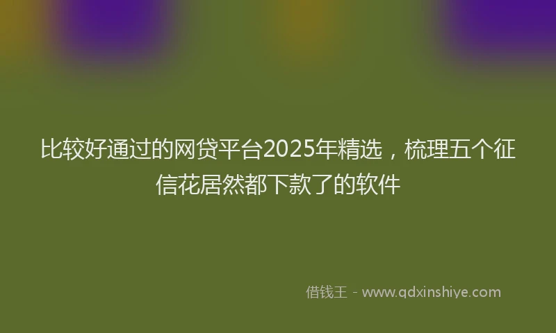 比较好通过的网贷平台2025年精选，梳理五个征信花居然都下款了的软件