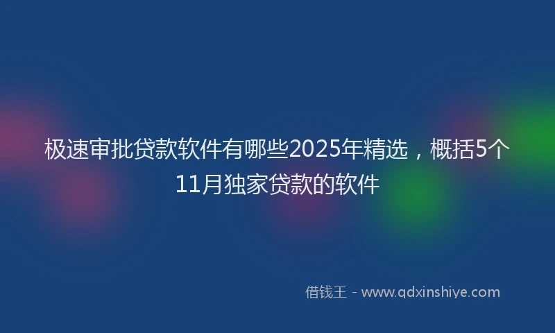 极速审批贷款软件有哪些2025年精选，概括5个11月独家贷款的软件