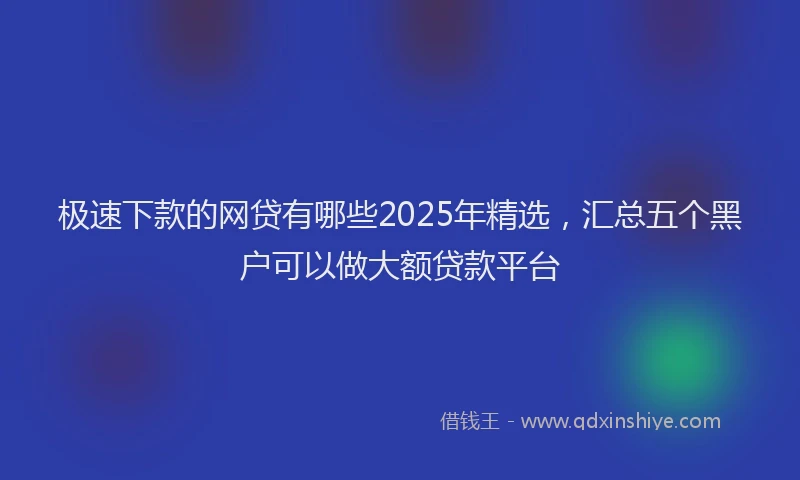 极速下款的网贷有哪些2025年精选，汇总五个黑户可以做大额贷款平台