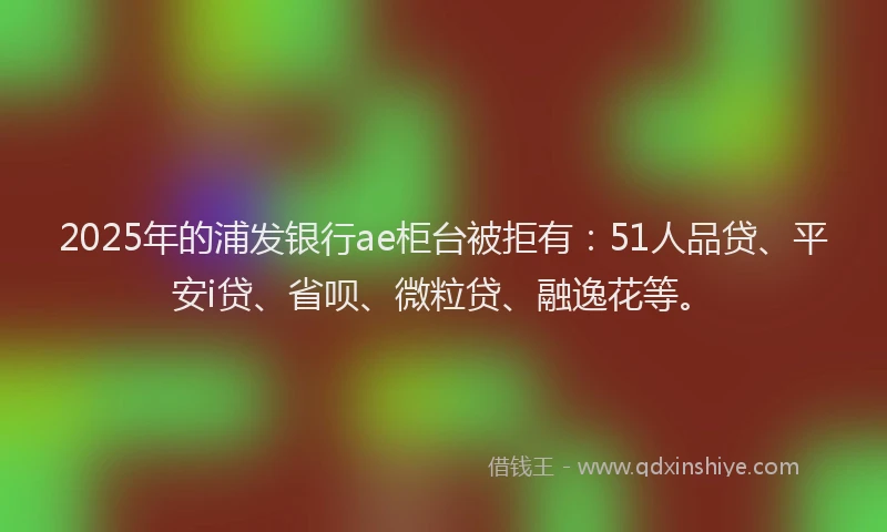 2025年的浦发银行ae柜台被拒有：51人品贷、平安i贷、省呗、微粒贷、融逸花等。