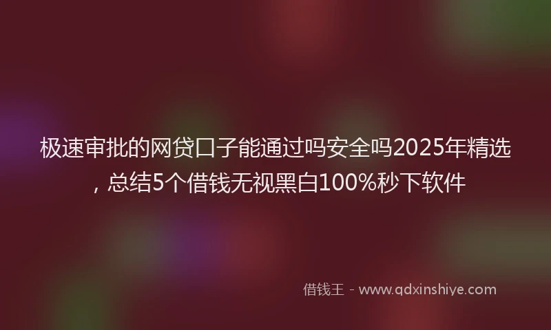 极速审批的网贷口子能通过吗安全吗2025年精选，总结5个借钱无视黑白100%秒下软件