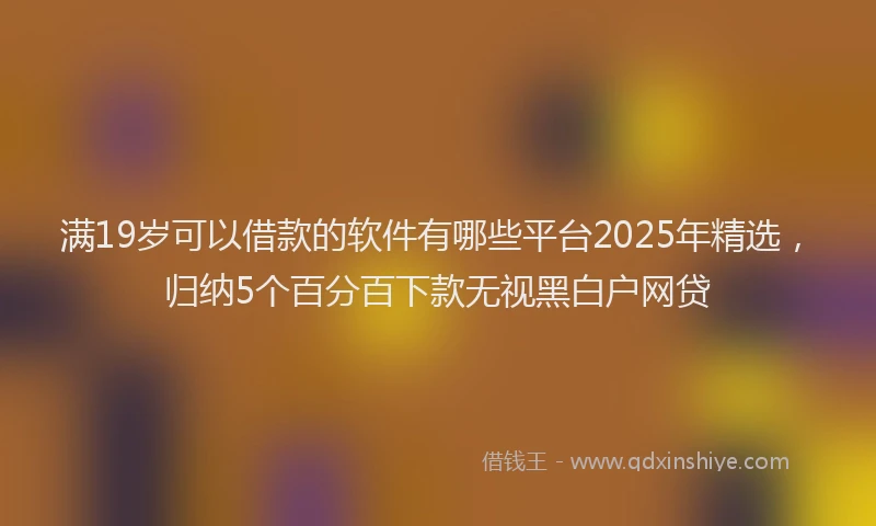 满19岁可以借款的软件有哪些平台2025年精选，归纳5个百分百下款无视黑白户网贷