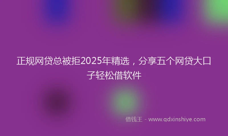 正规网贷总被拒2025年精选，分享五个网贷大口子轻松借软件