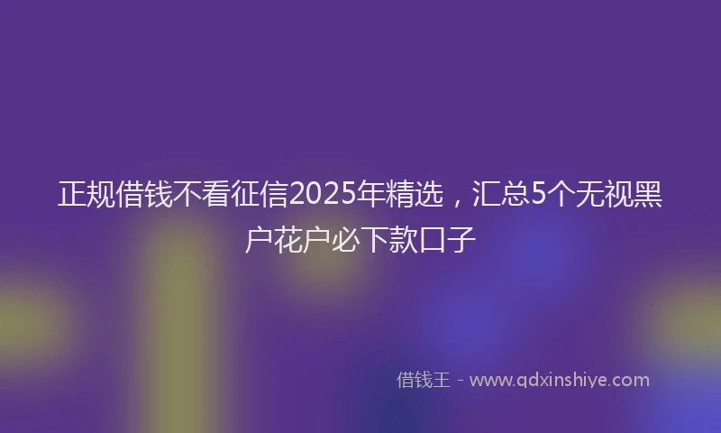 正规借钱不看征信2025年精选，汇总5个无视黑户花户必下款口子