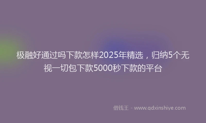 极融好通过吗下款怎样2025年精选，归纳5个无视一切包下款5000秒下款的平台