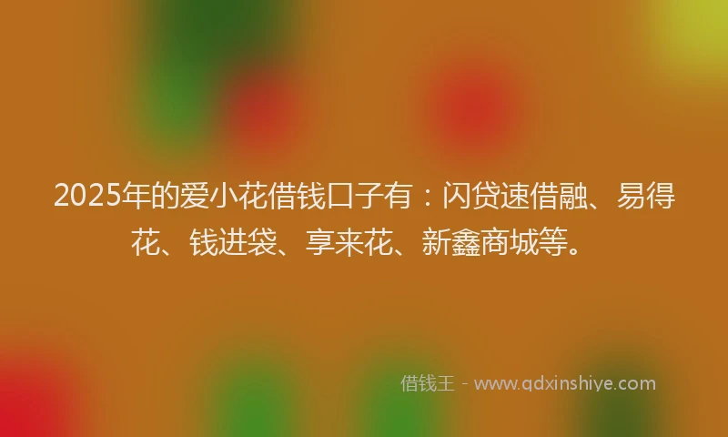 2025年的爱小花借钱口子有：闪贷速借融、易得花、钱进袋、享来花、新鑫商城等。
