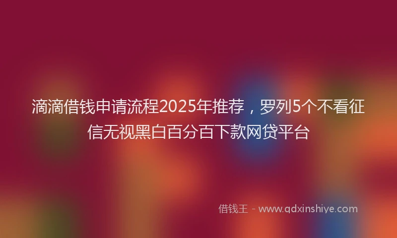 滴滴借钱申请流程2025年推荐，罗列5个不看征信无视黑白百分百下款网贷平台